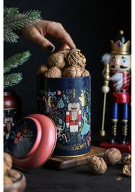 Resim Fairytale Nutcracker Desenli Yuvarlak Metal Saklama Kabı, 10,5 X 15 Cm, 1,1 Lt Desenli 