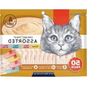 Resim Dört Lezzetli Krema Kedi Ödülü - 50 Adet 14 Gr 0.75 LT - 2.5 LT - 12 KG 