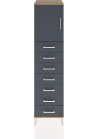 Resim Hyperion Dolap Tek Raflı 7 Çekmeceli Tek Kapaklı 44x44x182 Çam-antrasit Atlas Çam 