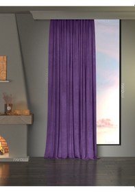 Resim Kadife Dokulu Menekşe Moru Ada Fon Perde Ekstrafor Büzgülü Dream Series Menekşe Moru 