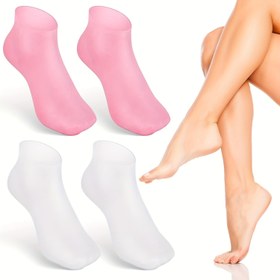 Resim Silikon Jel Nemlendirici Çoraplar Aloe Çoraplar Pedikür Çorapları Kuru Çatlamış Ayaklar Topuk ve Sertleştirici Pürüzlü ve Ölü Cilt için 