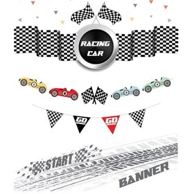 Resim Yarış Arabaları Temalı Özel Kesim Banner 9 Parça Tüm Yaşlar 