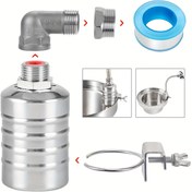 Resim Float Valfı, 1/2" ila 3/4'' Su Float Valfı, 304 Paslanmaz Çelik Tam Otomatik Su Seviyesi Kontrol Float Valfı, Su Tankı için Otomatik Su Seviyesi Kontrol Cihazı, Havuz, Su Tankı, Hayvan Tepsileri, Fountion, Aquaponics, Distilatör için 