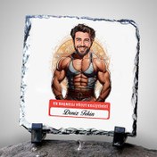 Resim Karikatürlü En Yakışıklı Vücut Geliştirici Dekoratif Taş 