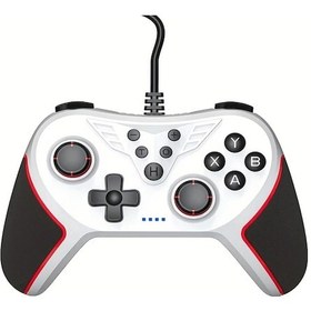 Resim Oldfriend Usb Oyun Kumandası Beyaz Kırmızı Yüksek Hassasiyetli Joystick Turbo Titreşim Steam Pc Nintendo Switch 