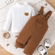 Resim Bebek Erkekler için Uzun Kollu Ayı Patch Sıcak Üst + Cep Askılı Pantolon, Dış Mekanlar için 
