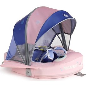 Resim Mambobaby Yüzme Simidi - Pembe Vatoz, Emniyetli, Gölgelikli Ve Ayak Destekli 