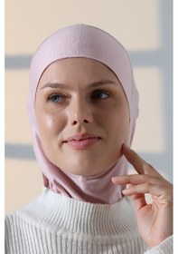 Resim Pratik Boyunluklu Geçmeli Büyük Tesettür Bone - Pembe Pembe 