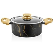 Resim Cem Gold Marble 32 CM Siyah-Altın Derin Tencere 