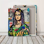 Resim 1 Adet Ahşap Çerçeveli Tuval Sanatı - Canlı Soyut Mona Lisa Esinli Duvar Dekoru, Oturma Odası, Yatak Odası, Ofis, Bar için Su Geçirmez Kumaş Baskı - 30.48x40.64 cm, Çam Ağacı Çerçeve, İç Mekan Kullanımı, Tuval Duvar Sanatı 