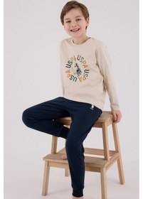 Resim U.S. Polo Assn. U.s. Polo Assn Erkek Çocuk Krem Pijama Takımı Us2214-c-v2 