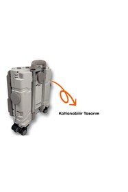 Resim Portakap 4 Tekerlekli Gri, 38L Orta Boy, Hareketli Alüminuyum Tutacaklı Alışveriş Arabası - Pazar Arabası 