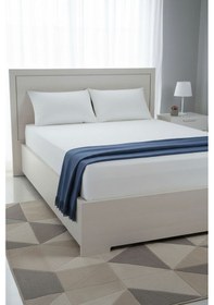 Resim %100 Pamuk Ranforce Premium King Size Lastikli Çarşaf Seti - Beya Beyaz 