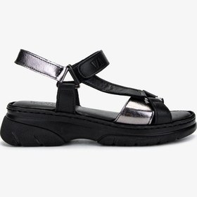 Resim Valmenti Kadın Hakiki Deri Siyah Düz Sandalet 885 413 Bn Sndlt Y25 Sıyah/antrasıt Siyah 