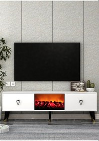 Resim Tv0051-txa150dd-1 Şömineli Tv Sehpası Beyaz - Siyah 