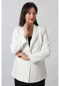 Resim Moda Berray 1905 Beyaz Kadın Büyük Beden Blazer Ceket Beyaz 