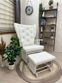 Resim Asedia Mama Puflu Lake Teddy Krem Minderli Sallanan Emzirme Koltuğu 