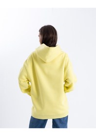 Resim Unisex Nasa Baskı Kapşonlu Sweatshirt Sarı 