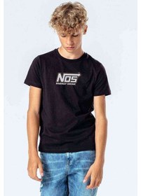 Resim Nos Energy Drink Logo Baskılı Unisex Çocuk Siyah Tshirt 
