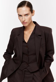 Resim Kruvaze Oversize Blazer Ceket - Kahverengi - Kahverengi / L 
