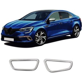 Resim Renault Megane Uyumlu 2016-2020 Krom Havalandırma Çerçevesi Üst Konsol 2 Parça Paslanmaz Çelik 