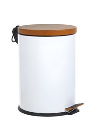Resim 12 Lt Ahşap Desen Kapaklı Çöp Kovası Beyaz 