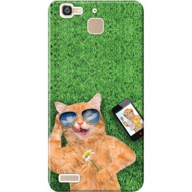 Resim Ceppare Huawei Gr3 Kılıf Desen Baskılı Silikon Kapak Sevimli Sarı Kedi STK:460 
