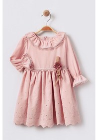 Resim Miniğimin Cicileri Brode Fisto Detaylı Kız Çocuk Elbise - Pembe Pembe 