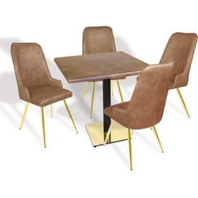 Resim Karanfil Gold Werzalit Kare - Çırağan Gold Masa Takımı 80x80 