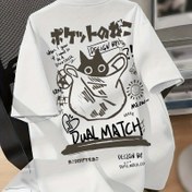 Resim Grafik Baskılı Düşük Omuzlu T-Shirt, Bahar ve Yaz için Kısa Kollu Crew Neck Rahat Üst, Kadın Giyim 