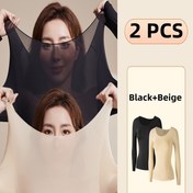 Resim 2'li Kadın Dikişsiz Termal İç Giyim - Yüksek Esneklik, Görünmez Uzun Kollu Üst ve Pantolon, Katmanlama İçin Mükemmel, Sonbahar & Kış Temel Ürünleri, Sonbahar Kış Giyim | Dikişsiz Tasarım | Esnek Kumaş 