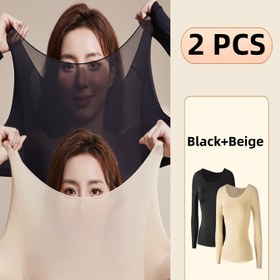 Resim 2'li Kadın Dikişsiz Termal İç Giyim - Yüksek Esneklik, Görünmez Uzun Kollu Üst ve Pantolon, Katmanlama İçin Mükemmel, Sonbahar & Kış Temel Ürünleri, Sonbahar Kış Giyim | Dikişsiz Tasarım | Esnek Kumaş 