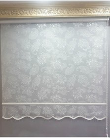 Resim N11 Özel Yaprak Desenli Çift Mekanizmalı Tül Stor Perde 