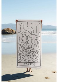 Resim Dijital Baskı Plaj Deniz Havlusu İkizler Burcu Desenli Peştamal Hvl0050 Renkli 