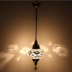 Resim Dekoratif MOZAİK TEKLİ SARKIT AVİZE DESENLİ TAVAN LAMBASI 