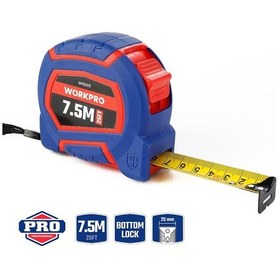 Resim Workpro Wp261010 7,5mx25mm/25ft. Naylon Kaplama Sarı Çelik Şerit Metre 