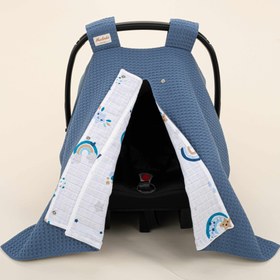 Resim Puset Örtüsü - Çift Taraflı - İndigo Petek - Mavi Gökkuşağı 