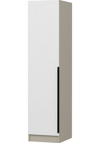 Resim Minar Kale 1 Kapaklı Dolap Çizgili Mebran 210cm - Kumtaşı/beyaz - Raflı Çok Renkli 