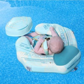 Resim Mambobaby Yüzme Simidi - Green Seashell, Emniyetli, Gölgelikli Ve Ayak Destekli 