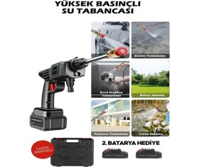 Resim Şarjlı Araba Yıkama Makinesi Yüksek Basınçlı Oto Yıkama Tabancası ve Sulama Tabancası Bahçe Yıkama Makinesi 