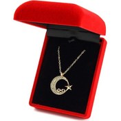Resim Forentina Zirkon Taşlı Ay Yıldız Kolye Ps0993 Sarı 