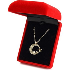Resim Forentina Zirkon Taşlı Ay Yıldız Kolye Ps0993 Sarı 
