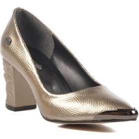 Resim Platin Yüksek Topuklu Kadın Abiye Ayakkabı Pc-51752 Z Platin Kırışık 