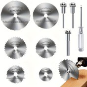 Resim 1 Set 10 Adet Döner Alet için Kesme Teli Seti, Döner Alet için 6 Adet HSS Testere Diski Teli ile 1 Adet 1/8" Yuvarlak Sap, 1 Adet 1/4" Yuvarlak Sap, Ahşap Plastik Alüminyum Kesimi için Bir Anahtar 