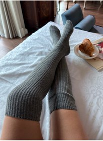 Resim LAGRANZE Cozy Line Premium Kadın Diz Üstü Jakarlı Çorap 