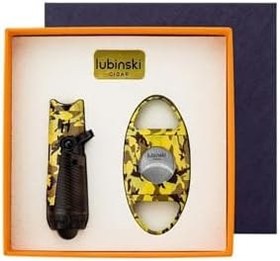 Resim Lubinski Yeni Seri Çakmak Ve Kesici Puro Seti Camo Yellow 