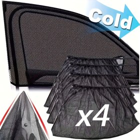 Resim 2/4 adet Araba Pencere Güneşlik ve Sivrisinek Ağı Perdeleri - Katlanabilir Tüm Hava Koşulları Siyah Gizlilik Koruma, UV Koruma ve Böcek Koruması, Arabalar, Kamyonlar, SUV'lar için Uygun 