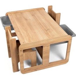 Resim Bees Store 2 Kişilik Çekmeceli Oyun, Aktivite, Etkinlik Masası, Ceviz-Gri, 18MM Mdf 
