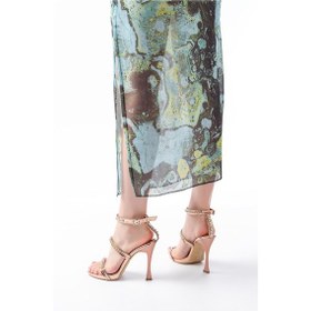 Resim A-40 Rose Taşlı Platformlu Topuklu Kadın Ayakkabı Renksiz 