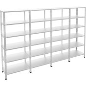 Resim Rafburada 6 Katlı 4'lü Galvaniz Çelik Raf - Depo, Arşiv, Kiler, Dosya, Market Rafı - 43x93 cm-200 cm-0.70 mm 